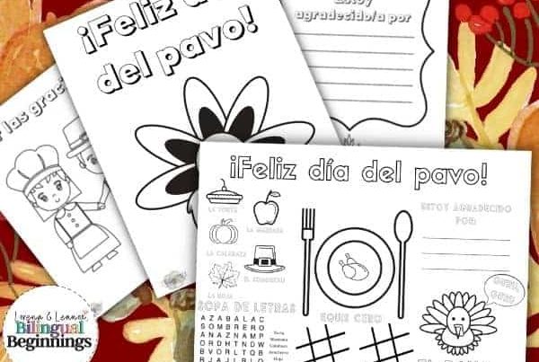 Thanksgiving printables in Spanish for Preschoolers. Coloring pages and placemat