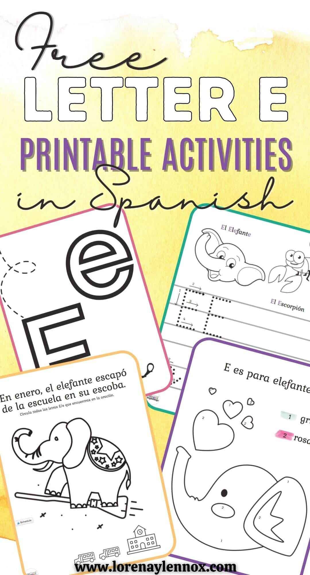 Letter E Printables in Spanish