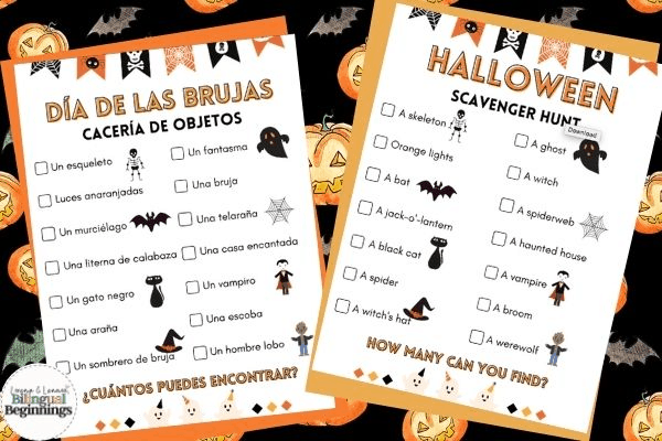 Halloween Scavenger Hunt in Spanish and English
