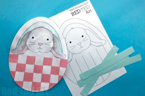 15. Bunny Basket Weaving - with Red Ted Art“Find this little bunny in an egg shaped basket, colour and decorate and then add your paper weaving skills. Great for cutting skills and fine motor skills with weaving.”