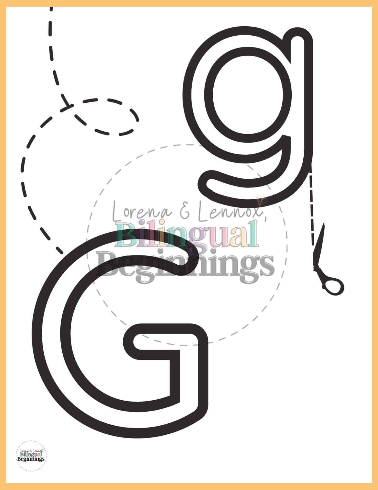 Page 2 is a cut the letter G page to work on children