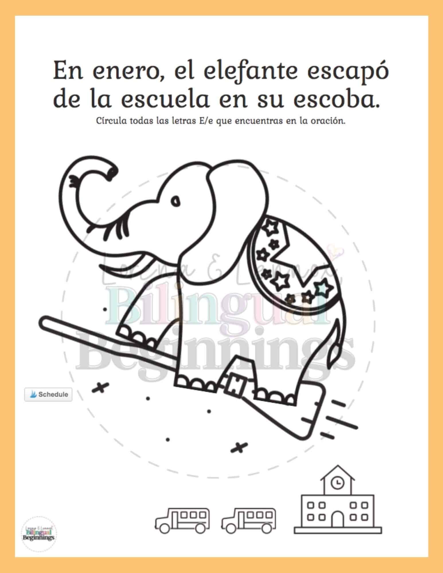 Free Letter E Printabes in Spanish
