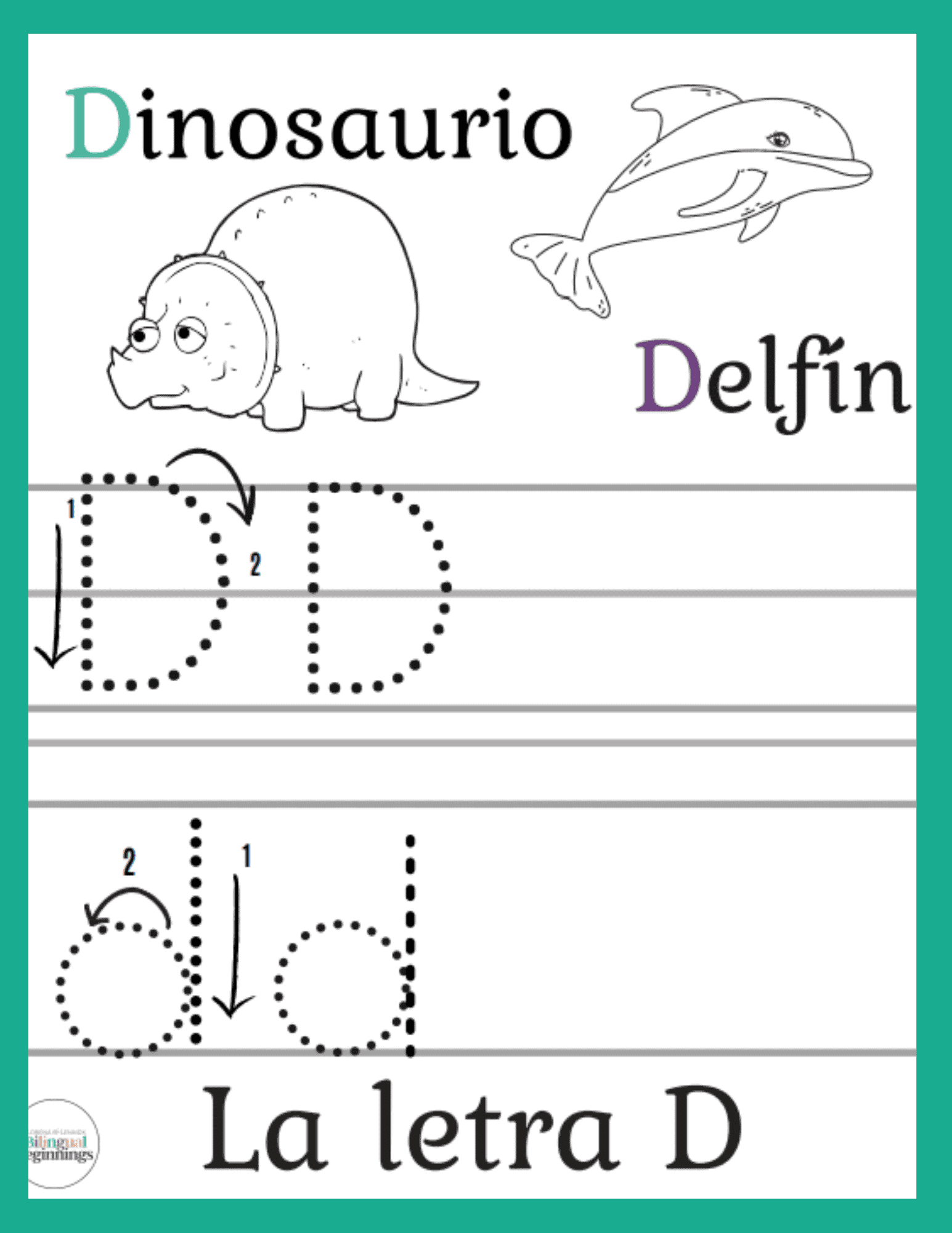 Letter D Printables in Spanish