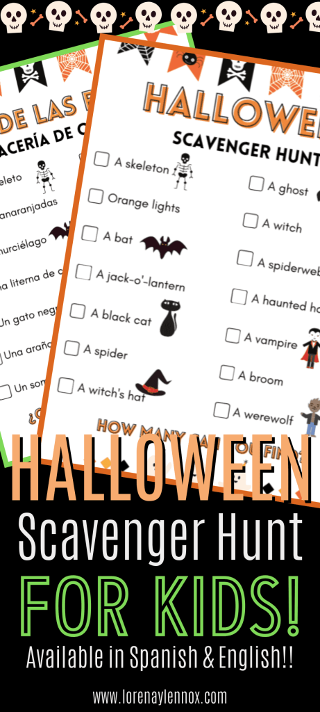 Halloween Scavenger Hunt in Spanish for Kids