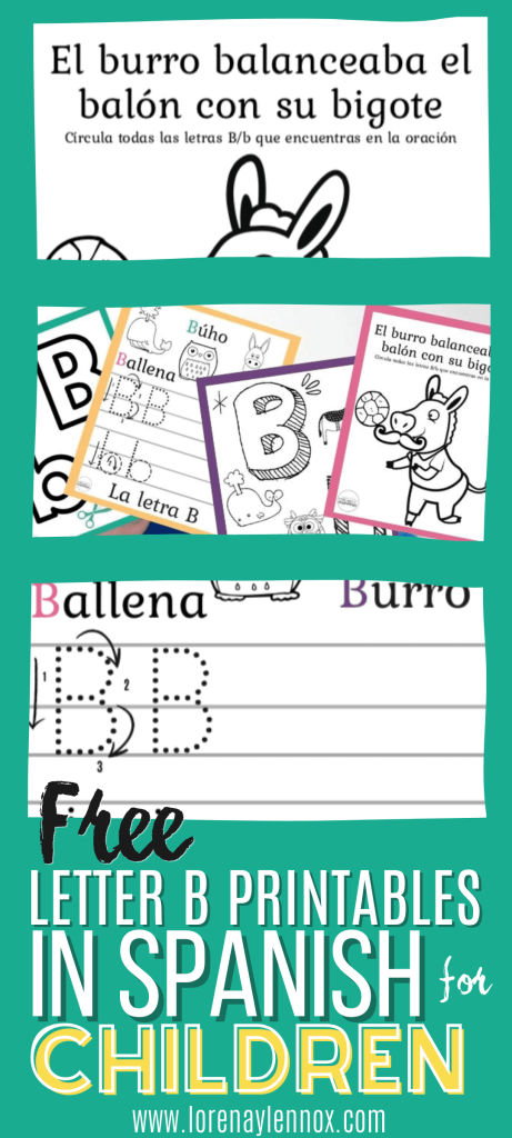 Letter B printables in Spanish