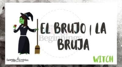 Halloween Printables in Spanish- Halloween Vocabulary Flashcards- El brujo, la bruja
