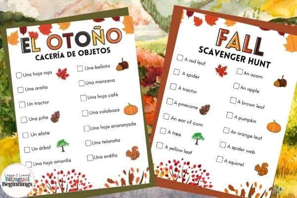 Fall Scavenger Hunt in Spanish