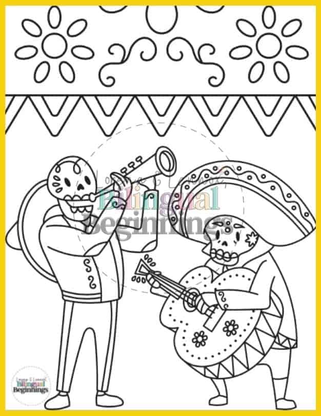 Day of the Dead Coloring Pages in Spanish