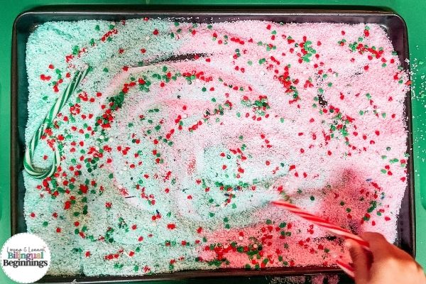 Sensory Salt Prewriting Christmas Sensory Tray for Preschoolers