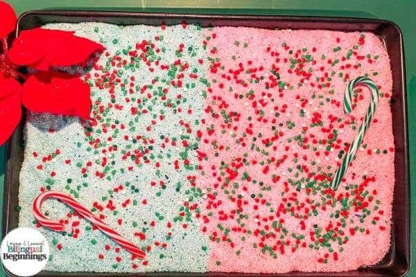 Sensory Salt Prewriting Christmas Sensory Tray for Preschoolers