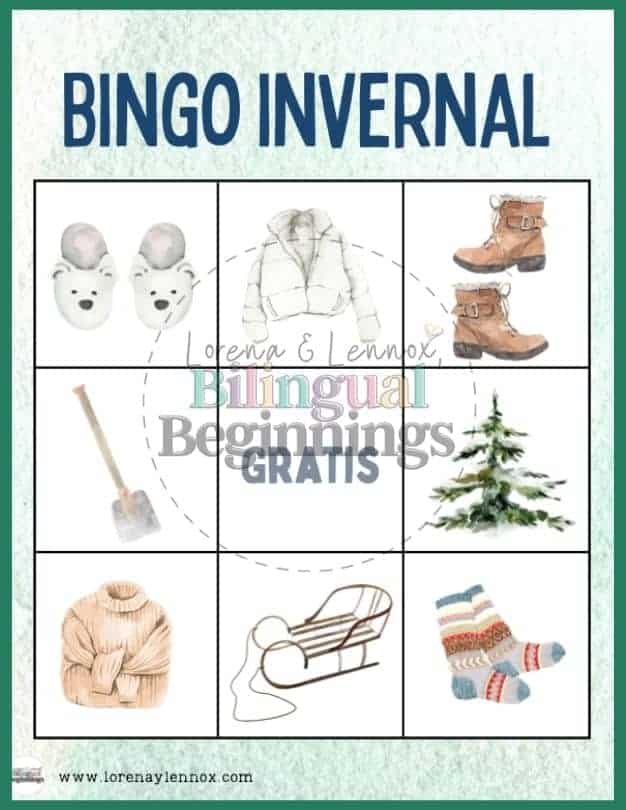 Winter Bingo Printable in Spanish