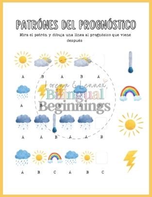 Weather Worksheets in Spanish- Pattern Activity