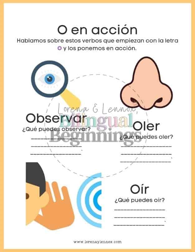 Letter O Alphabet Printables in Spanish for Preschoolers