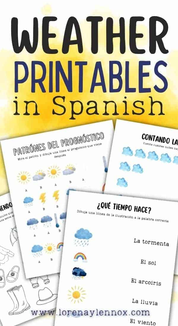 Weather Activities in Spanish Worksheets with flashcards. These activities are perfect for the bilingual homeschool and for Spanish class!