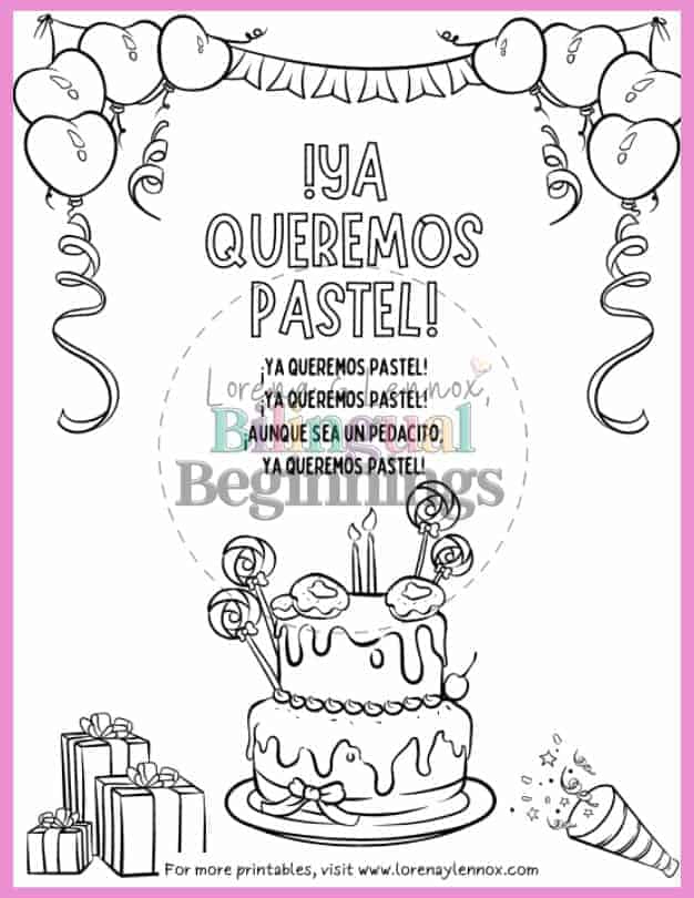 Happy Birthday Songs in Spanish Printables