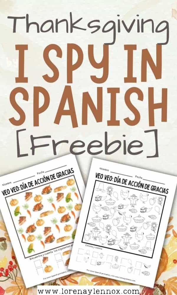 Free I Spy Thanksgiving Printables in Spanish