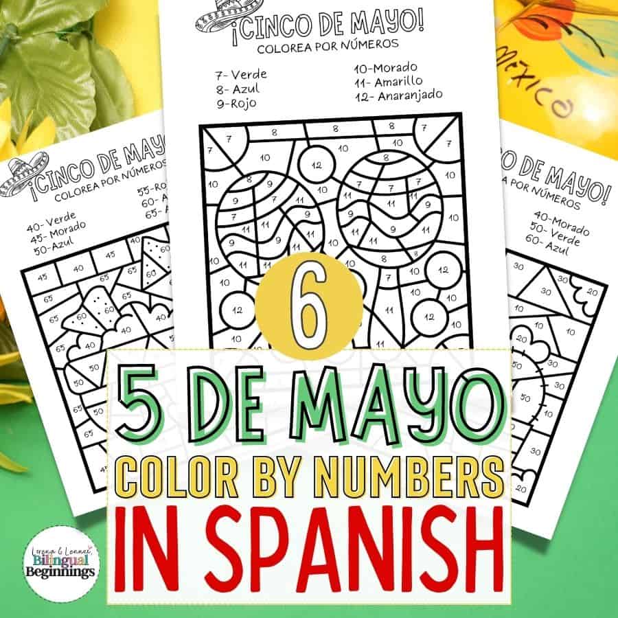 Cinco de Mayo Color By Number Printables in Spanish