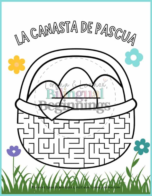 Easter Mazes Printables for Kids in Spanish