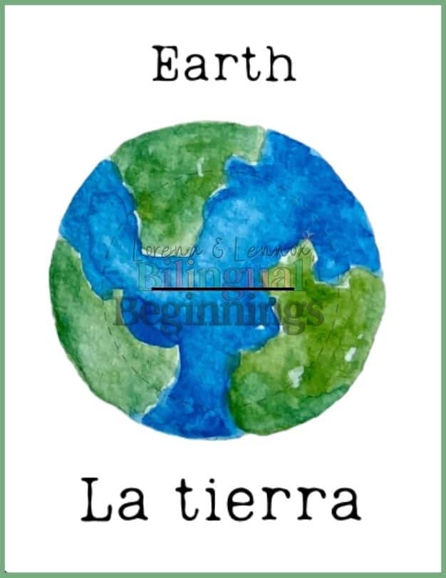 Bilingual Earth Day Flashcards in Spanish and English- Earth | La tierra