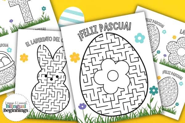 Easter Mazes Printables for Kids in Spanish