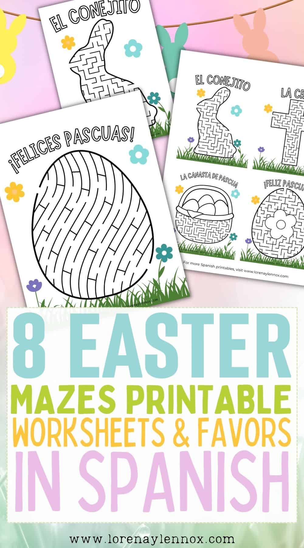 Easter Mazes Printables for Kids in Spanish