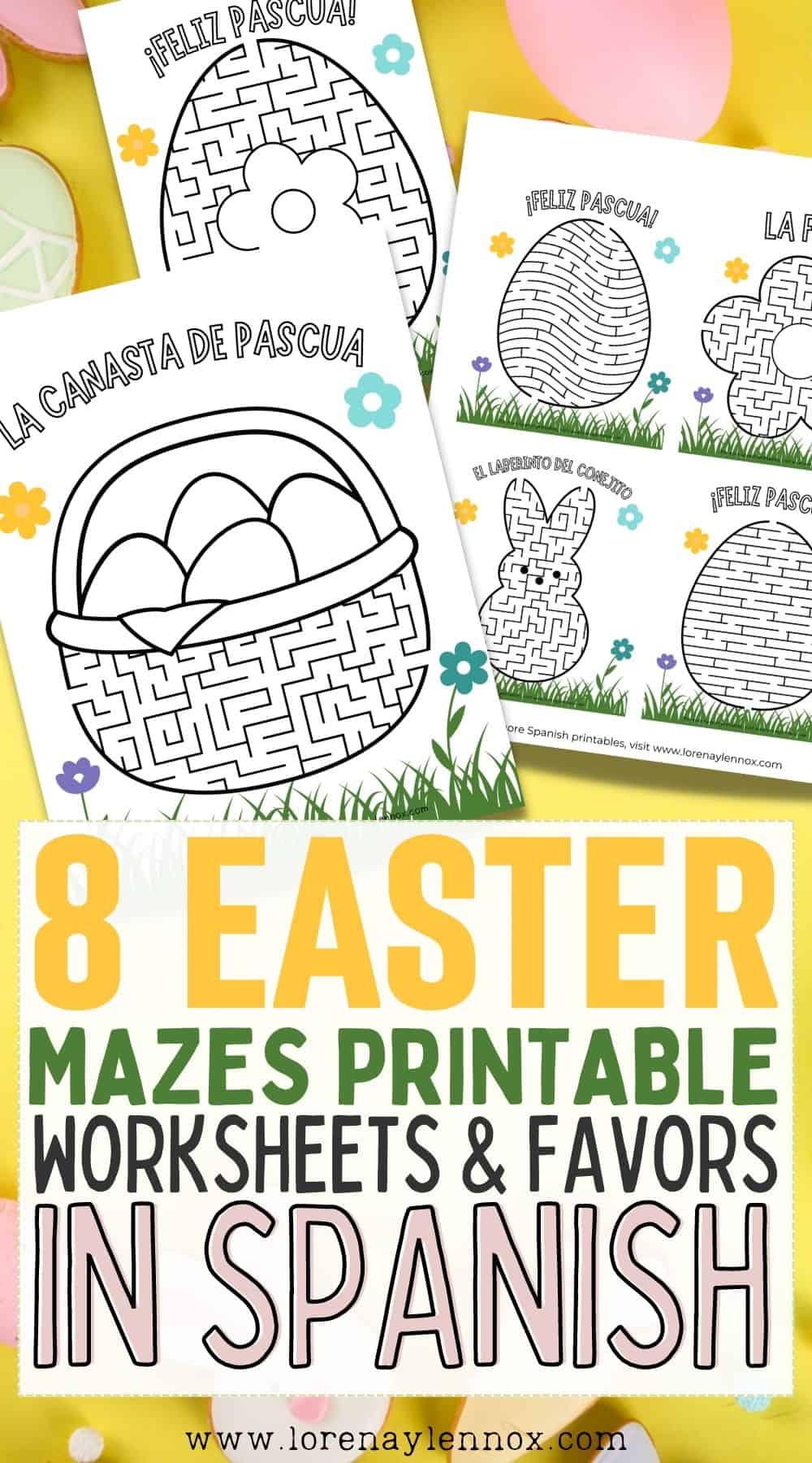 Easter Mazes Printables for Kids in Spanish