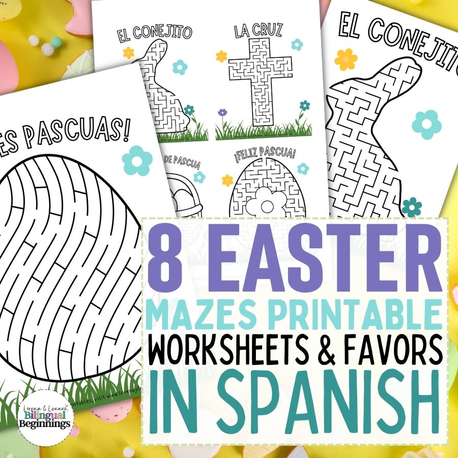 Easter Mazes Printables for Kids in Spanish