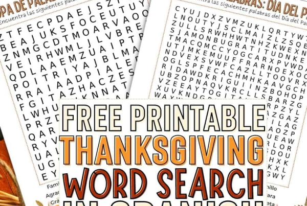 Thanksgiving Word Search Printable in Spanish