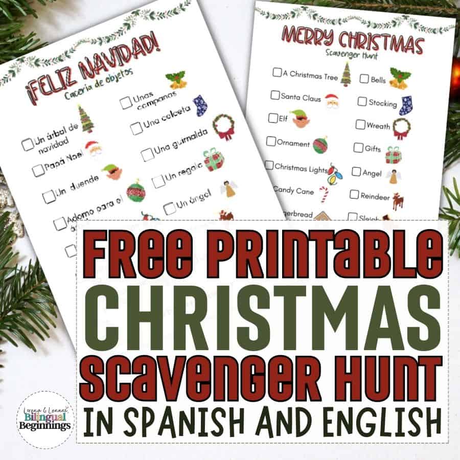 Christmas Scavenger Hunt Printable in Spanish and English