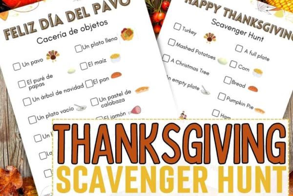 Printable Thanksgiving Scavenger Hunt in Spanish and English