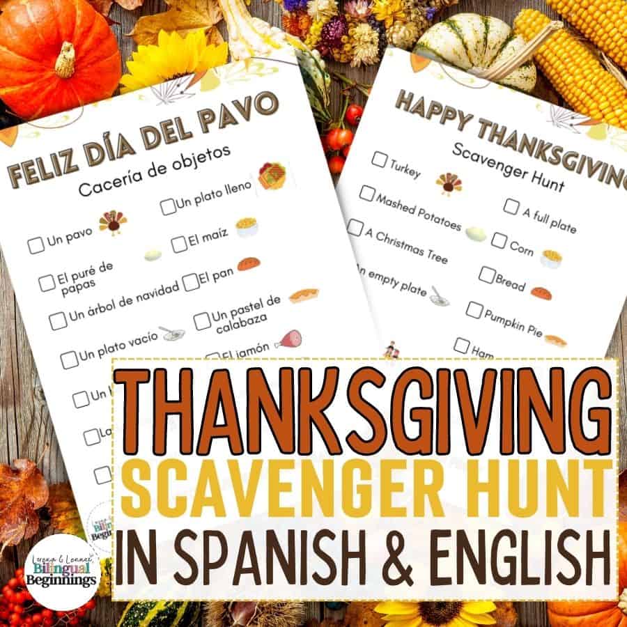 Printable Thanksgiving Scavenger Hunt in Spanish and English