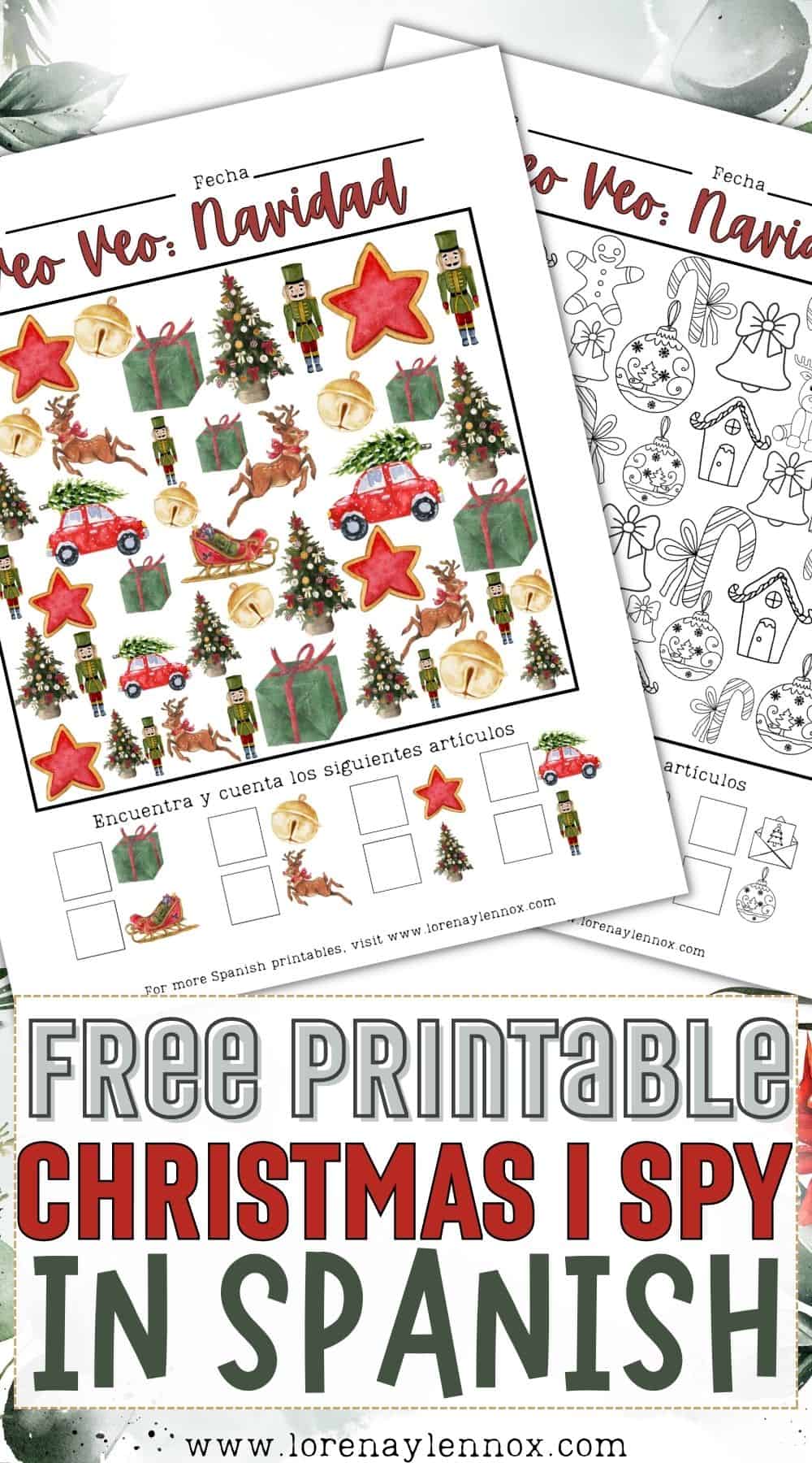 Christmas I Spy Worksheets in Spanish