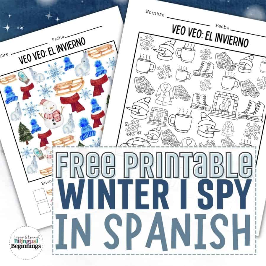 Winter I Spy Printable in Spanish (Free)