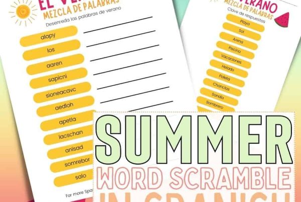 Summer Word Scramble Printable in Spanish