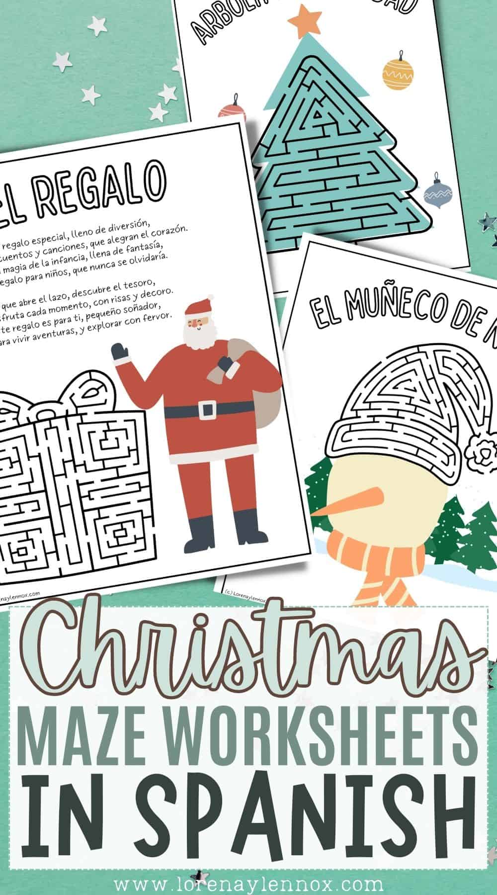 Christmas Maze Worksheet Printables in Spanish