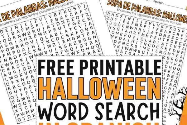 Free printable Halloween word search printable in Spanish for kids