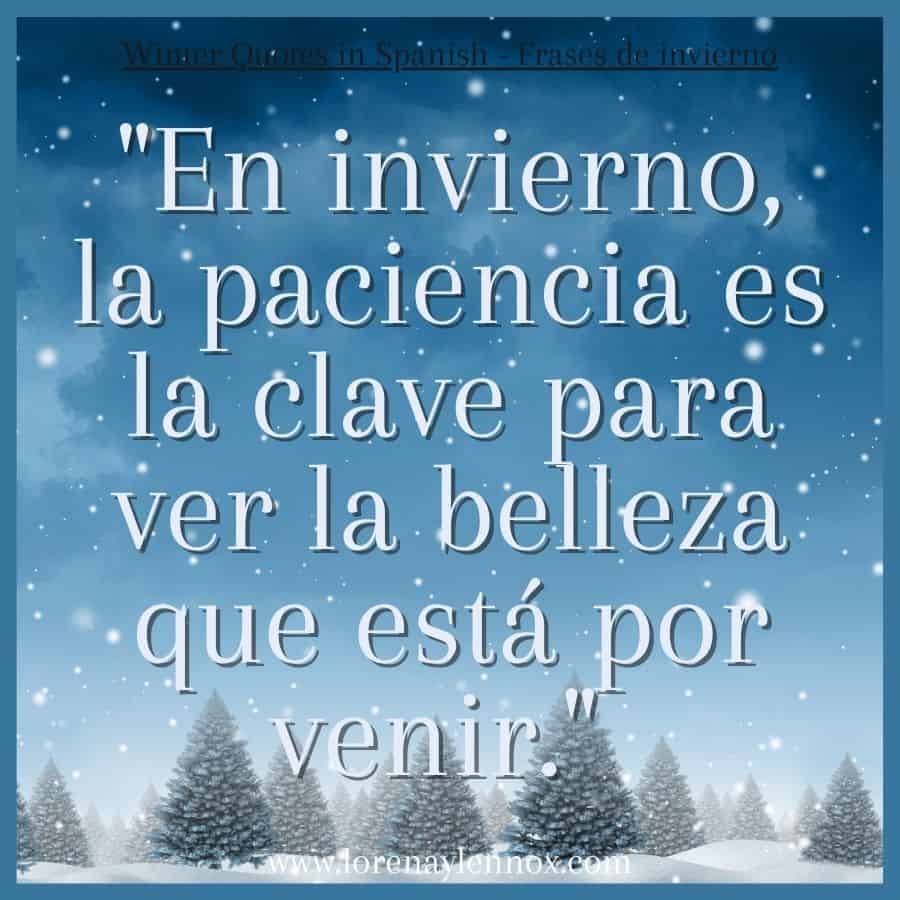 "En invierno, la paciencia es la clave para ver la belleza que está por venir."