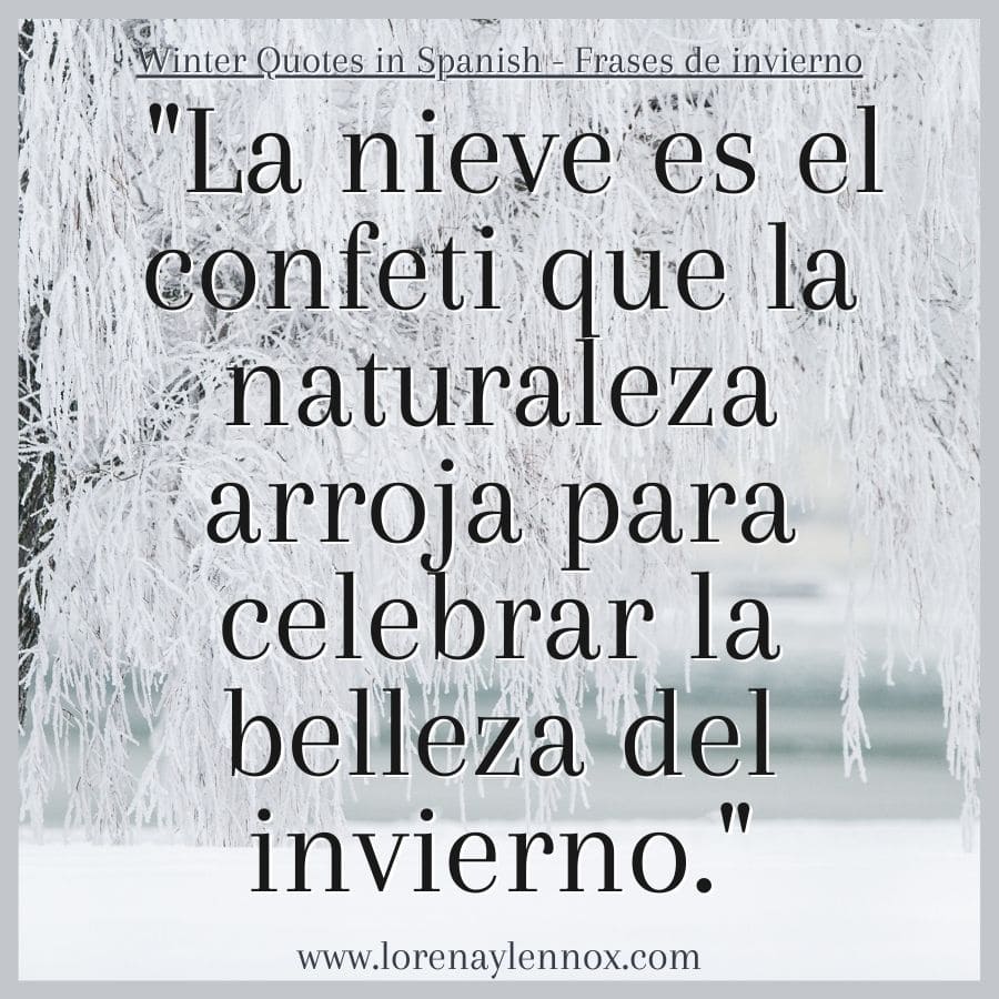 Winter Quotes in Spanish: . "La nieve es el confeti que la naturaleza arroja para celebrar la belleza del invierno."