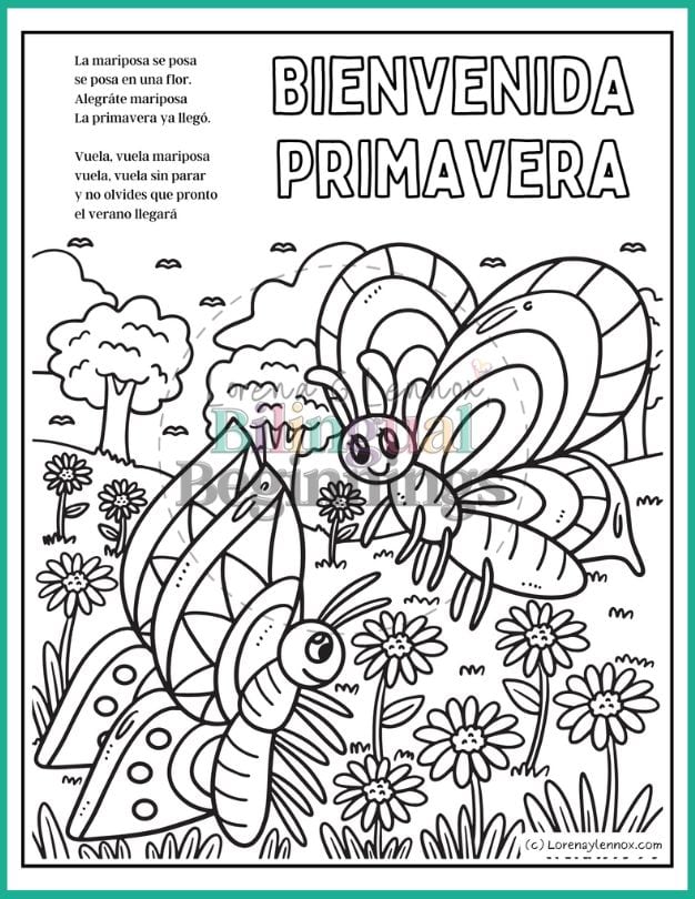 Spanish spring coloring pages