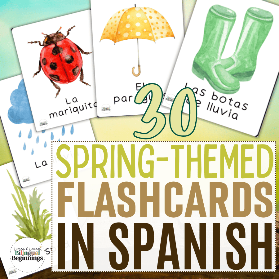 Spring themed flashcards in Spanish