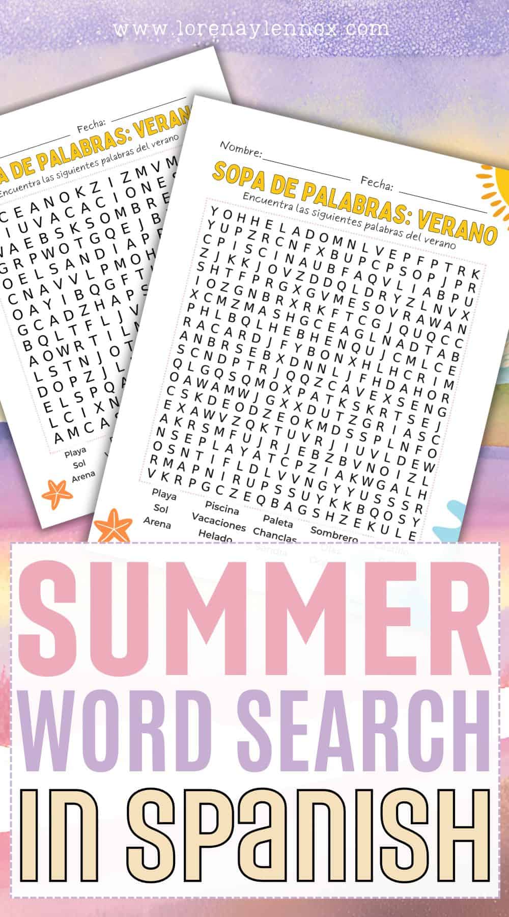 Enhance your child's Spanish skills with this engaging word search puzzle. Ideal for summer downtime, it's a great way to combine education and entertainment. Click to download your free copy!