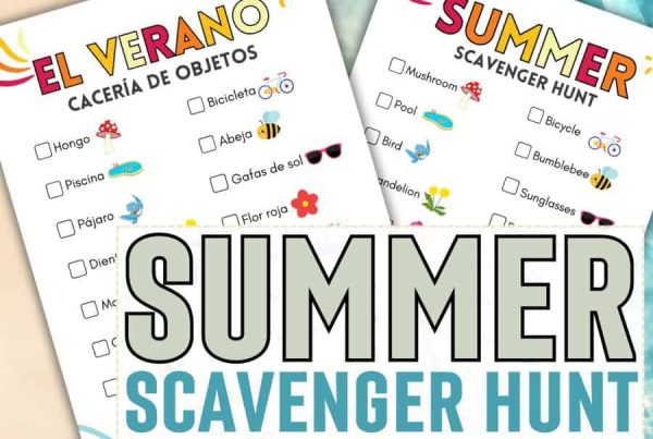 Discover Summer Fun with This Bilingual Scavenger Hunt! Perfect for kids and families, this printable is available in both Spanish and English. Explore the outdoors while learning new words! Great for backyard adventures, nature walks, or beach days. Download today and make your summer unforgettable! #SummerFun #BilingualKids #OutdoorActivities