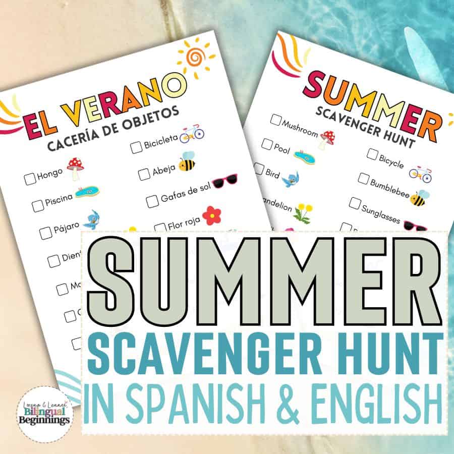Discover Summer Fun with This Bilingual Scavenger Hunt! Perfect for kids and families, this printable is available in both Spanish and English. Explore the outdoors while learning new words! Great for backyard adventures, nature walks, or beach days. Download today and make your summer unforgettable! #SummerFun #BilingualKids #OutdoorActivities