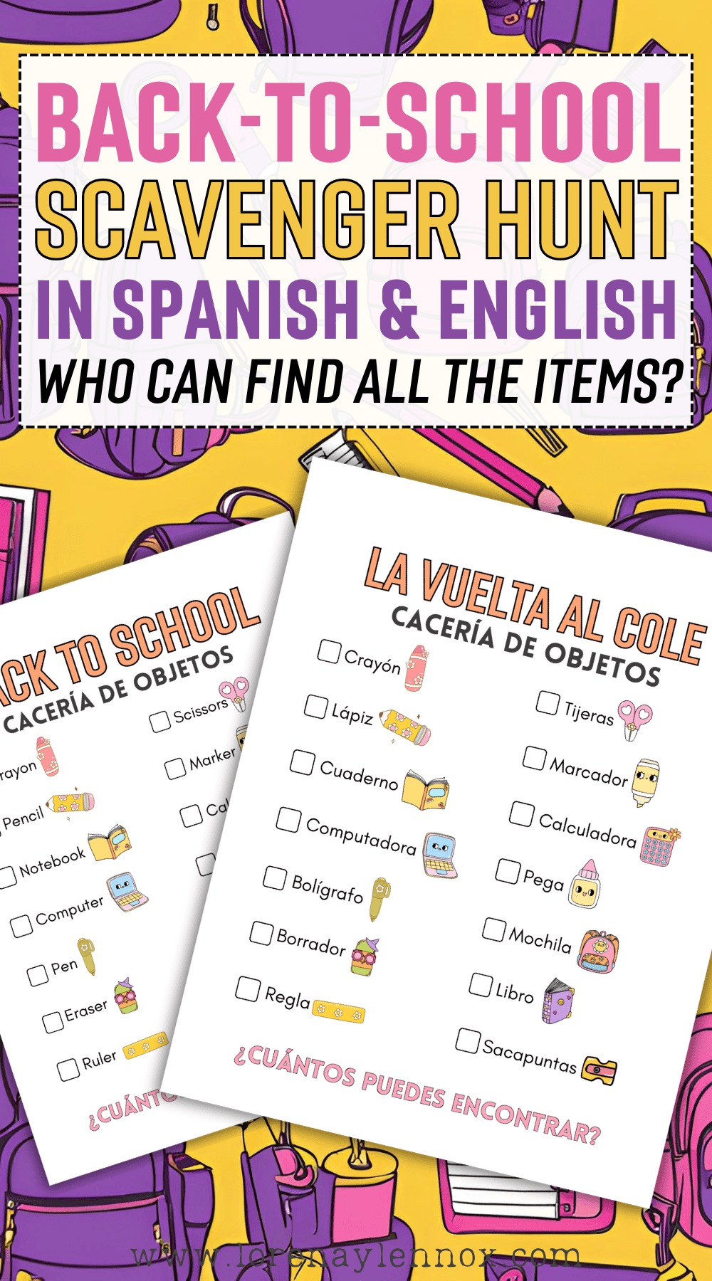 Scavenger Hunt Fun! 🔎 Kick off the school year with a FREE printable scavenger hunt in Spanish! Ideal for kids learning Spanish or in bilingual environments. Grab your copy from my Free Spanish Printable Library today! ✏️📓 #SpanishLearning #FreePrintable #BackToSchoo