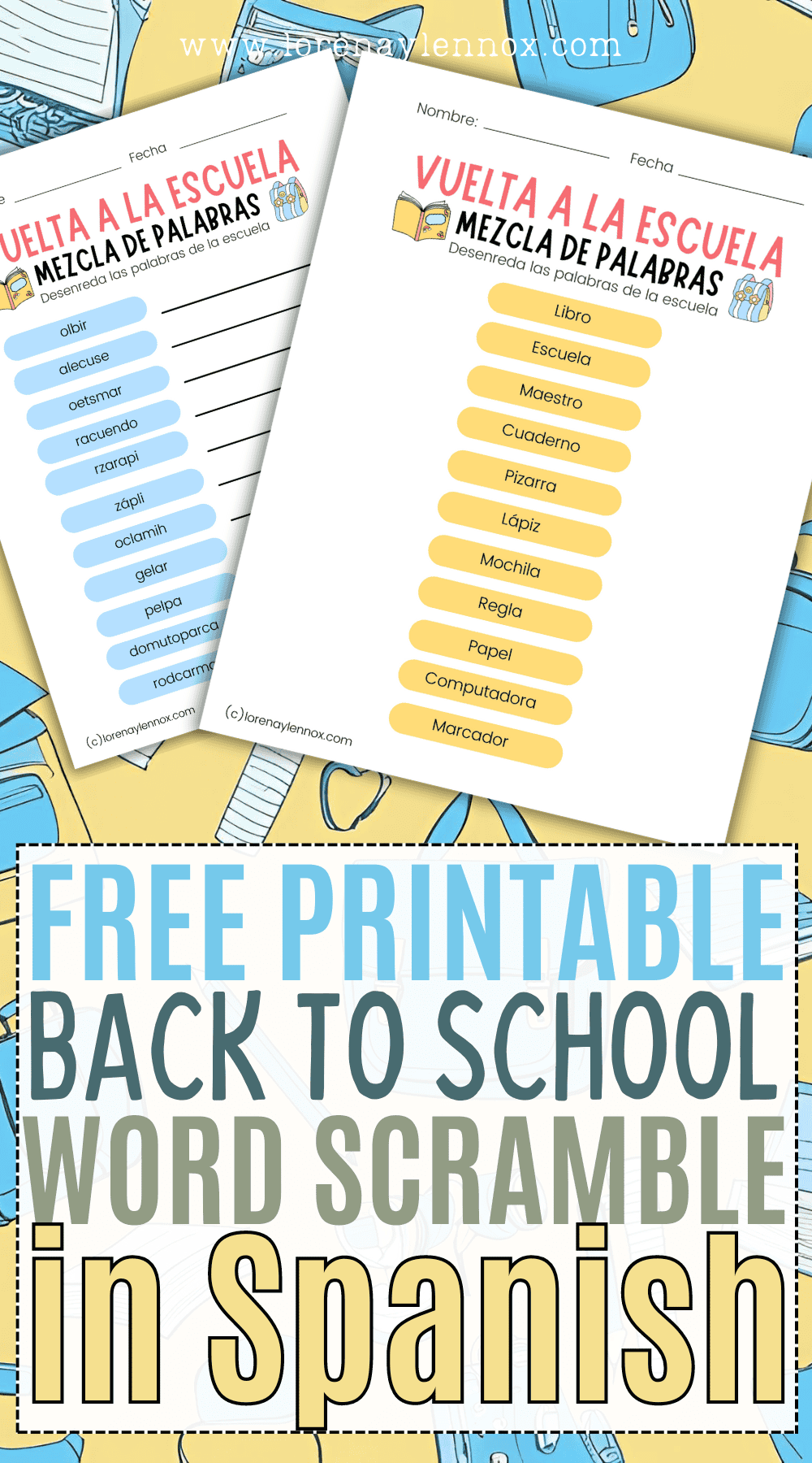 Kick off the school year with a fun activity that helps Spanish learners practice vocabulary! This back-to-school word scramble includes 11 school-themed words in Spanish and an answer key. Perfect for teachers, parents, and homeschoolers looking for a creative way to enhance language skills. Get your printable today! #SpanishClassroom #WordScramble #EducationResource