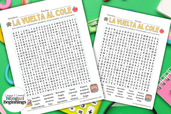 Back-to-School Word Search Printable in Spanish