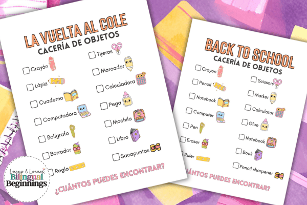 Free Printable Back-to-School Scavenger Hunt in Spanish and English