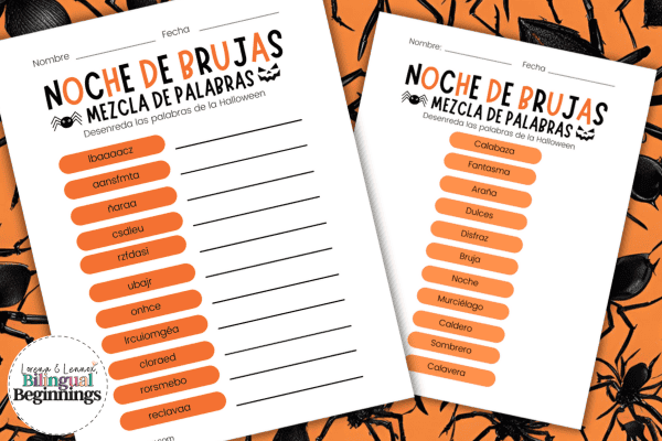 Halloween Word Scramble in Spanish